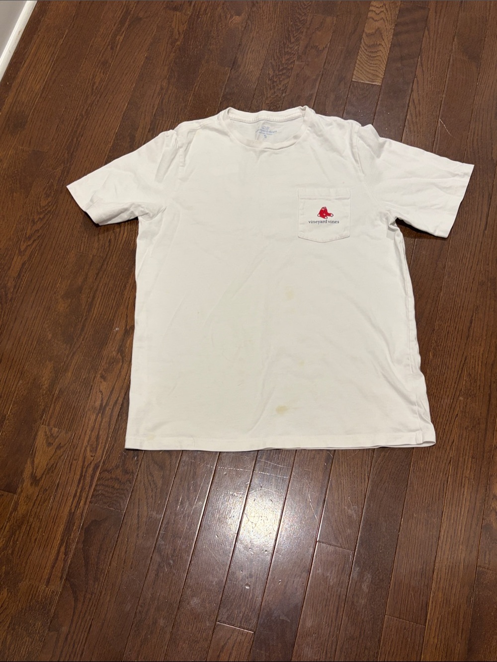 Vineyard Vines Red Sox White Short-Sleeve Pocket Tee with Red Whale Logo